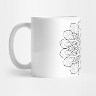 Intricate Pattern Mandala Black on White Mug